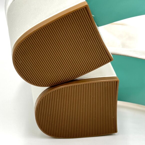 Betsey Johnson Womens Size 6.5 Mel White Satin Jewel Heels Dress Sandals Shoes - Picture 14 of 14